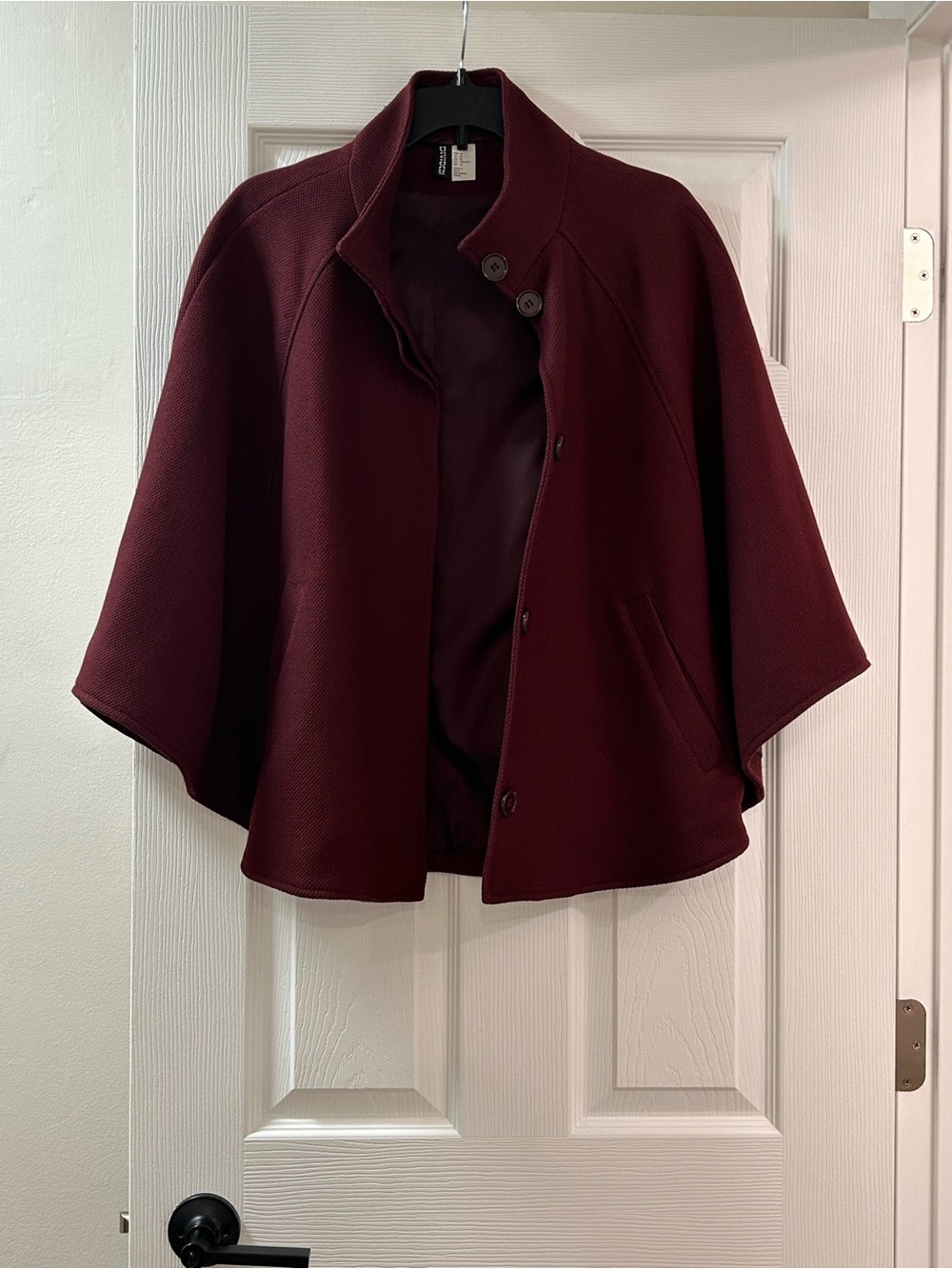 NWOT H&M Burgundy Cape Coat Size 14